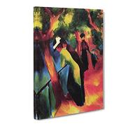 Sunny Way By August Macke Canvas Print | Gallery Wrapped 30mm Frame Wall Art | 20x14 inches | Ready to Hang | Classic Picture | Living Room Bedroom Lounge Office