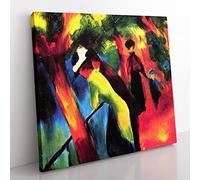 Sunny Way by August Macke Classic Painting Canvas Wall Art Print Ready to Hang, Framed Picture for Living Room Bedroom Home Office Décor, 35x35 cm (14x14 Inch)