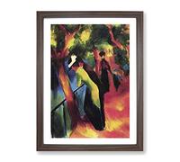 Sunny Way By August Macke Classic Painting Framed Wall Art Print, Ready to Hang Picture for Living Room Bedroom Home Office Décor, Walnut A4 (34 x 25 cm)