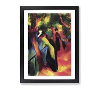 Sunny Way By August Macke Classic Painting Framed Wall Art Print, Ready to Hang Picture for Living Room Bedroom Home Office Décor, Black A2 (64 x 46 cm)