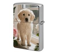Sunny Windowsill Dog Lighter Case Metal Double-Sided Lighter Cover Pocket Lighters Sleeve Windproof Lighters Accessories for Men Women