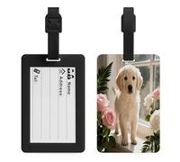 Sunny Windowsill Dog Luggage Tags for Suitcases with Durable Loop Privacy Cover ID Label Travel Bag Cute Luggage Identifiers for Women Men Travel Backpack Traveling Accessories