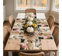 Sunny Windowsill Dog Placemats 30x45cm*6 Linen Heat Resistant Placemats Waterproof Table Place Mats Washable Wipeable Outdoor Placemat for Kitchen Dining Room Table Decorations