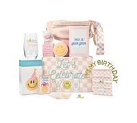 Sunny&Wise Pink Checkered Happy Birthday Gifts for Women - Designed in USA - Best Friends Birthday Box, Gift Baskets