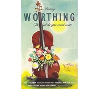 "SUNNY WORTHING" Vintage 1954 British Rail Art Deco Railway Poster - Poster Size : A3