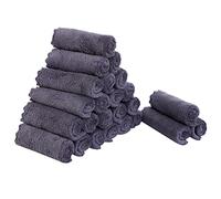 Sunny zzzZZ 24 Pack Kitchen Dishcloths - Does Not Shed Fluff - Reusable Dish Towels, Dish Cloths, Super Absorbent Coral Fleece Cleaning Cloths, Nonstick Oil Washable Fast Drying, 10 x 10 Inch (Grey)