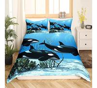 Sunnybed Killer Whale Bedding Sets Orcinus Orcas Comforter Cover The Underwater World Jellyfish Duvet Cover Set For Quilt Cover 2 Pieces Child Room Decor Double Size, Multi 25