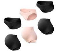 SUNNYBUY Maternity Underwear Over Bump and Under Bump Pregnancy Panties Sets Seamless Womens Underwear Packs, 6-high:2black1skin/Low:2black1skin, XL