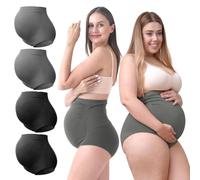 SUNNYBUY Women's Maternity High Waist Underwear Pregnancy Seamless Soft Hipster Panties Over Bump, 2black 2dgrey-4pk, 4XL Plus