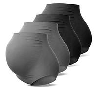 SUNNYBUY Women's Maternity High Waist Underwear Pregnancy Seamless Soft Hipster Panties Over Bump (2Black 2DGrey-4pk 3X)