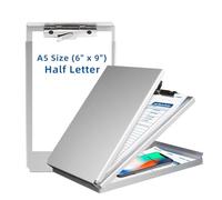 Sunnyclip Aluminum Clipboard with Storage (Memo Size), Recycled Metal Form Holder Binder Fits Paper Size up to 5.66 x 9.5 inches, A5 Size