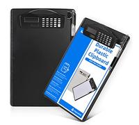 Sunnyclip Clipboard with Pen Holder & Calculator, [20% Thicker & Durable] Plastic Clip Board with Side Ruler, 9x13 Hanging Contractor Clipboard for Letter Size/A4 Paper, for Work, Office, School,Black