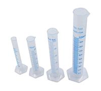 SunnyClover Measuring Cylinder Set 4-Piece Transparent Plastic Lab Graduation Measuring Cylinder 10ml, 25ml, 50ml, 100ml