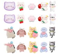 SUNNYCLUE 1 Bag 60Pcs 10 Styles Cat Resin Charms Dog Cabochon Colorful Cute Kitty Puppy Head Mini Pet Flatback Resin Animal Cabochon for Craft Making Handcraft DIY Hairpins Scrapbooking Embellishments