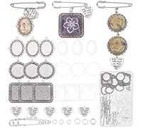 SUNNYCLUE 1 Box 1.5/1Pcs DIY 10 Sets Wedding Bouquet Charms Bouquet Photo Charm Memorial Picture Charm Anniversary Photo Lucky Glass Cabochons Heart Charm for Wedding Party Bridal Memory Gift Craft