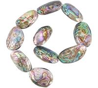 SUNNYCLUE 1 Box 1 Strand About 15Pcs Natural Abalone Shell Beads Flat Oval Spacer Beads Summer Beach Paua Shell Gemstone Loose Charms for Jewellery Making Bracelet Earrings Necklace Crafts 15.5 Inch
