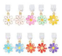 SUNNYCLUE 1 Box 10 Colors Dust Plug Charm Type C Bulk Dust Proof Phone Charm Metal Enamel Cute Daisy Fashion Charging Port Cover Pendants for Cell Phone Earphone Type C Plug Cleaning Protector Gifts