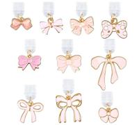 SUNNYCLUE 1 Box 10 Styles Bow Dust Plug Charm Type C Pink Dust Plug Charm Metal Enamel Cute Bowknot Dustproof Charging Port Cover Coquette Pendants for Cellphone Pad Kindle Type C Protector Cleaning