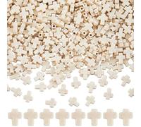 SUNNYCLUE 1 Box 1000Pcs Acrylic Cross Beads White Crosses Beads Bulk Small Acrylic Easter Imitation Turquoise Plastic Loose Spacers for Jewellery Making Diy Bracelets Necklaces Keychains Supplies
