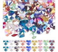 SUNNYCLUE 1 Box 100Pcs 10 Colors Glass Heart Bead Electroplated Beads Bulk Transparent Faceted Crystal Love Hearts Shaped Loose Spacers for Jewellery Making Bracelet Necklace DIY Crafts Accessories