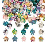 SUNNYCLUE 1 Box 100Pcs 10 Colors Sea Turtles Beads Tortoise Bead Summer Beach Synthetic Turquoise Stone Dyed Ocean Life Animal Turtle Bead for Jewellery Making DIY Keychain Bracelet Necklace Crafting