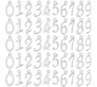 SUNNYCLUE 1 Box 100Pcs 10 Style Number Charms Bulk Numbers Charm Small Alloy Metal Tibetan 0-9 Figures Silver Pendants for Jewellery Making Supplies DIY Craft Necklace Bracelets Crafting Beginners