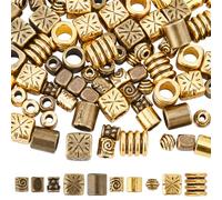 SUNNYCLUE 1 Box 100Pcs 10 Styles Metal Spacer Beads Tibetan Style Alloy Spacer Beads Column Rondelle Barrel Vintage Antique Bronze Gold for Jewellery Making Supplies DIY Necklaces Bracelets