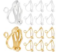 SUNNYCLUE 1 Box 100Pcs 2 Colors Earring Converter Silver Clip on Earrings Non Pierced Ears Gold Brass Clip-on Earring Backs Components Findings for jewellery Making Earrings Accessories DIY Crafts