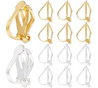 SUNNYCLUE 1 Box 100Pcs 2 Colors Gold Earring Converter Earrings Clip Back Silver Loop Brass Clip-on Earring Components Findings with Post for Non Pierced Ears jewellery Making Earring supplies Women