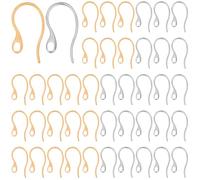 SUNNYCLUE 1 Box 100Pcs 2 Colors U Shaped Earring Findings French Earring Wires with Loop Silver Dangle Hanging Real 18K Gold Plated Stainless Steel Ear Hook Findings for Jewellery Making DIY Crafts
