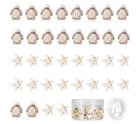 SUNNYCLUE 1 Box 100Pcs 2 Styles Turquoise Beads Turtle Starfish Beads Summer Ocean Animal Lucky Stone Gems Loose Spacer for Jewellery Making Necklace Bracelets Earrings Begginners DIY Crafting