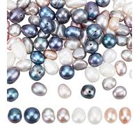 SUNNYCLUE 1 Box 100Pcs 4 Colors Freshwater Pearl Bead Irregular Pearls Beads Bulk Natural Nuggets Oval Rice Baroque Cultured Loose Spacers for Jewellery Making Necklace Bracelet DIY Crafts Findings