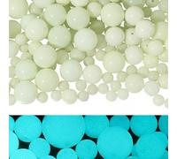 SUNNYCLUE 1 Box 100Pcs 4 Sizes Solar Stone Beads Grow in The Dark Luminous Bead 6mm 8mm 10mm 12mm Glass Cyan Smooth Round Loose Spacers for Jewellery Making Earrings Necklace Bracelet Key Chain Crafts
