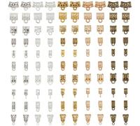 SUNNYCLUE 1 Box 100Pcs 5 Colors Charm Hanger Beads Small Bail Tube Beads Bulk Metal Gold Silver Bronze Tibetan Connect Links Loops Spacers for Jewellery Making Supplies DIY Necklaces Findings Women