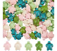 SUNNYCLUE 1 Box 100Pcs 5 Styles Turquoise Turtle Beads Sea Animal Beads Bulk Tortoise Summer Hawaii Boho Ocean Dyed Colorful Small Beach Gemstone Loose Spacer for Jewelery Making Supplies DIY Crafts