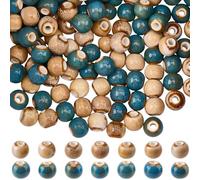SUNNYCLUE 1 Box 100Pcs Ceramic Round Beads Porcelain Spacer Beads 9x7.5mm Smooth Printed Chinese Ceramic Loose Charms for Jewelry Making Earrings Necklace Bracelet Keychain DIY Crafts Hanging Ornament