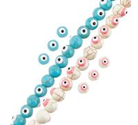 SUNNYCLUE 1 Box 100Pcs Evil Eye Beads 8mm Round Evil Eye Charm Bead Synthetic Turquoise Turkish Evil Eye Blue Spacer Bead for jewellery Making Beads Assortments DIY Necklace Bracelet Earrings Craft