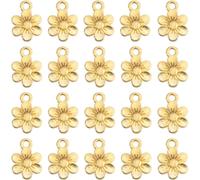 SUNNYCLUE 1 Box 100Pcs Gold Flower Charms Floral Charms Bulk Alloy Cute Spring Plant Small Blossom Charms for jewellery Making Charms Supplies Accessories Necklace Bracelet DIY Making Crafting Women