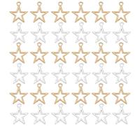 SUNNYCLUE 1 Box 100Pcs Gold Hollow Star Charm Pentagram Charms Bulk Tibetan Antique Silver Small Metal Five Pointed Stars Pendants for Necklace Earring Bracelet Keychain Jewellery Making Christmas