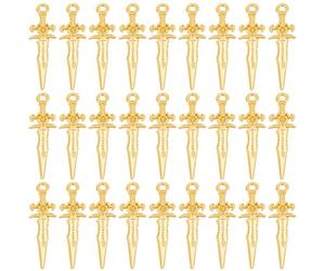 SUNNYCLUE 1 Box 100Pcs Gold Sword Charms Metal Knife Charm Tibetan Mini Small Swords Knives Daggers Pendants for Jewellery Making DIY Crafts Earrings Necklace Bracelet Keychains Bookmark Supplies