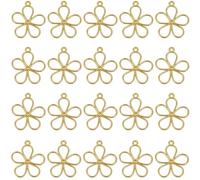 SUNNYCLUE 1 Box 100Pcs Hollow Flower Charms Bulk Open Bezel Frame Charms Gold Alloy Golden Vintage Mini Spring Blossom Cute Dangle Floral Bulks for jewellery Making Woman Necklace Earring