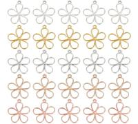 SUNNYCLUE 1 Box 100Pcs Hollow Flower Charms Floral Charms Alloy Tibetan Spring Blossom Theme Open Bezel Charm for jewellery Making Charms Woman Necklace Earring DIY Crafts Supplies Adult Accessories