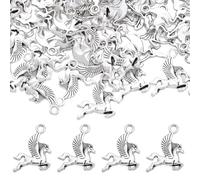 SUNNYCLUE 1 Box 100Pcs Horse Charms Bulk Pegasus Charms Antique Silver Alloy Vintage Horse Flying Unicorn Animal Chram for jewellery Making Charms Women DIY Bracelets Earring Necklace Crafts Supplies