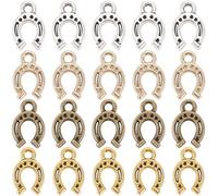 SUNNYCLUE 1 Box 100Pcs Horseshoe luck Charms Mini Horse Shoe Charms Bulk Antique Gold Silver Bronze Metal Western Cowboy Pendants for Jewellery Making DIY Crafts Supplies Necklace Bracelet Earrings