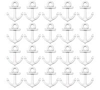 SUNNYCLUE 1 Box 100Pcs Metal Anchor Charms Bulk Nautical Charm Tibetan Antique Silver Summer Ocean Sea Ship Sailor Anchor Pendants for Jewellery Making Bracelets Necklace Earrings Key Chains DIY Craft