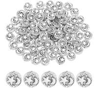 SUNNYCLUE 1 Box 100Pcs Metal Celestial Beads Silver Moon Bead Tibetan Antique Flat Round with Star Moon Pattern Crescent Loose Spacers for Jewellery Making Bracelets Necklaces Key Chain DIY Crafting
