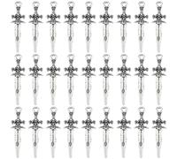SUNNYCLUE 1 Box 100Pcs Metal Sword Charms Silver Knife Charm Bulk Tibetan Vintage Small Knives Dagger Sword Shape Pendants for Jewellery Making DIY Crafts Earrings Necklace Bracelet Keychains Supplies