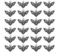 SUNNYCLUE 1 Box 100Pcs Moth Charm Bulk Gothic Halloween Charms Antique Silver Tibetan Alloy Skull Skeleton Head Flying Insect Charm for Jewelry Making Charms DIY Bracelet Earrings Beginners Women