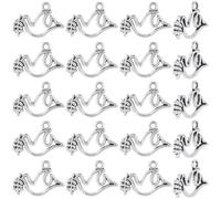 SUNNYCLUE 1 Box 100Pcs Peace Dove Charms Silver Pigeon Charm Bulk Antique Silver Metal Alloy Tibetan Hollow Bird Olive Branch Pendants for Jewellery Making Necklaces Earrings DIY Crafts Accessories