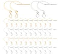 SUNNYCLUE 1 Box 100Pcs Real 18K Gold Plated & Real Platinum Plated Earring Hooks Fish Hook Earring Wires with Ball Brass Fishhooks Ear wire Findings for jewellery Making Supplies DIY Dangle Earrings